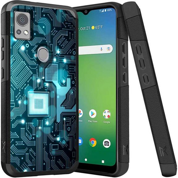 ANJ  Shockproof Dual Layer Slim Hard Case   Tempered Glass Cover Compatible with Icon 5, AT&T Motivate 4 - Circuit Board