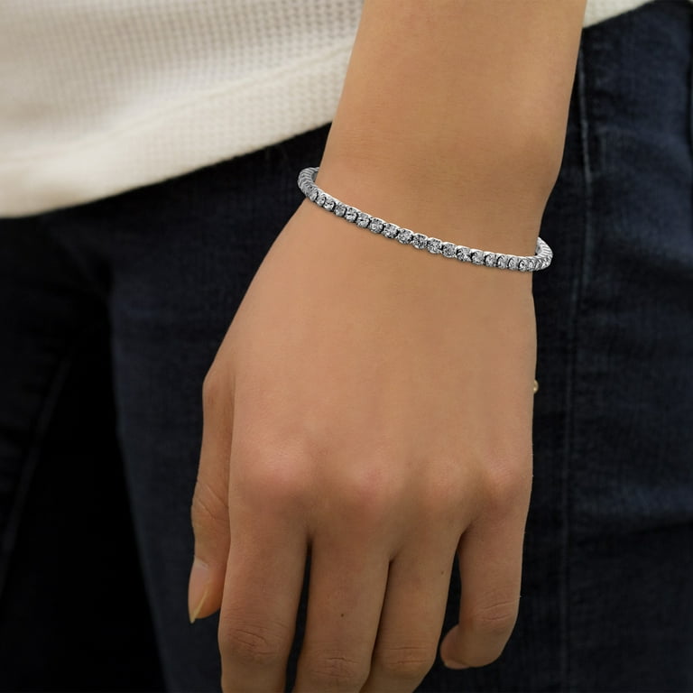 Lesa Michele Tennis Bracelet made with Swarovski Crystal in Rhodium Plated Brass Walmart