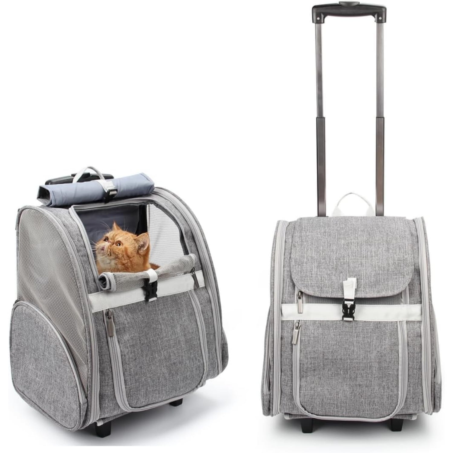 Pet Rolling Carrier, Dog Backpack with Wheels,Cats,Puppies Travel Bag with Wheels,Dog Trolley