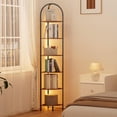 thumbnail image 1 of Estantería Esquinera de 6 Niveles, Librería de Esquinera con Luz LED, Estante de Esquina de Almacenamiento para Esquina de Pared, Estantería para Oficina, Salón, Dormitorio, Marrón Rústico y Negro, 1 of 4