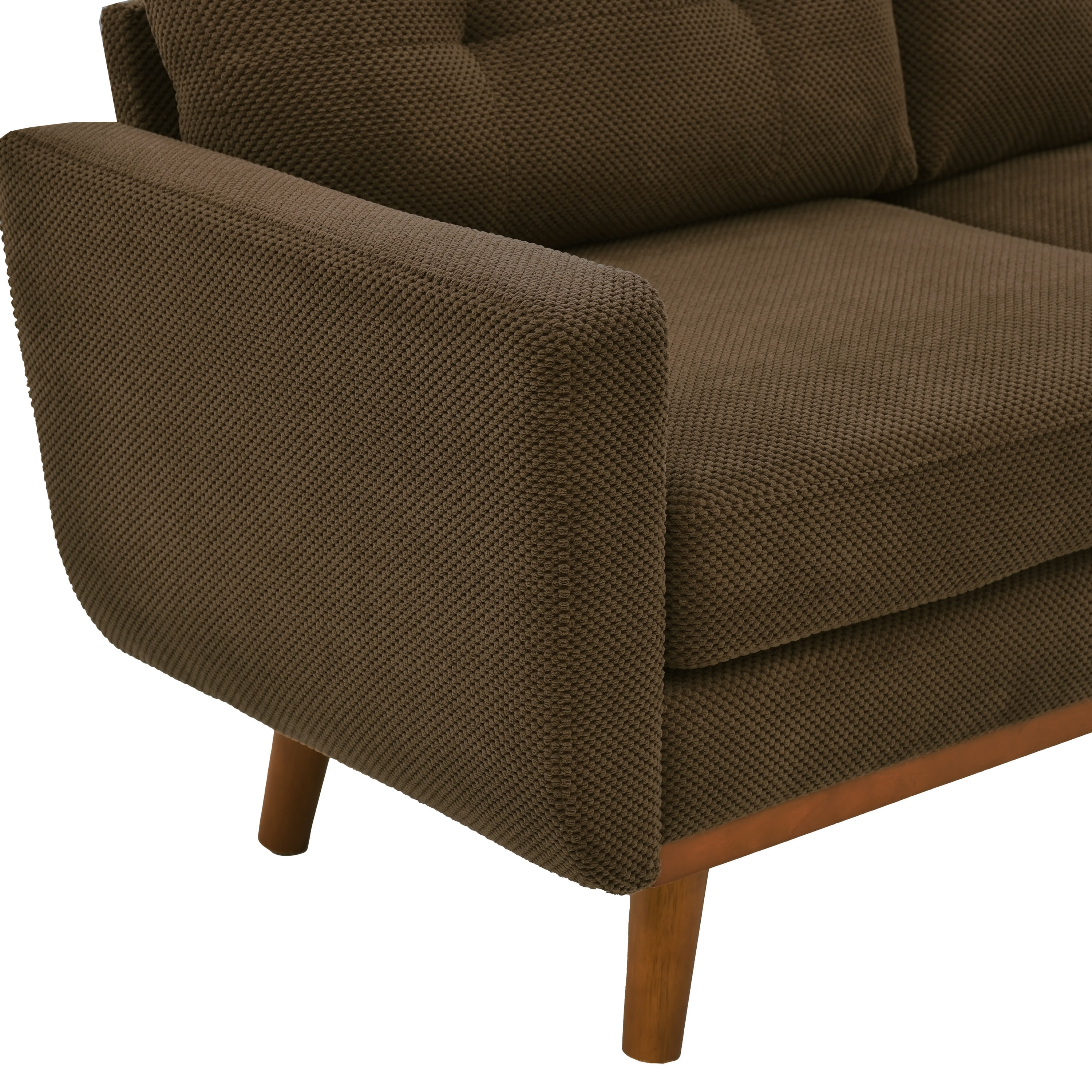 Lunale 65" Loveseat Sofa for Small Space, Modern Cozy 2-Seater Upholstered Couch with Wood Legs, Brown Polyester