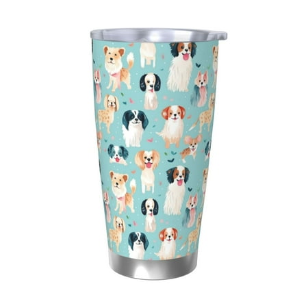 

Zeuib Colorful Dog Printed 20oz Stainless Steel Insulated Car Cup Stainless Steel Thermal Cup Vacuum Insulated Leak-proof Travel Mug Cup-Without Straw