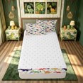 thumbnail image 4 of meiyoeat Colorful Cartoon Dinosaur Zipper Comforter Set with Fitted Sheet and 2 Pillowcases for Kids Boys Girls, Prehistoric Zipper Bedding Set, Multi-Color, Reversible, 3 Pieces, 4 of 6