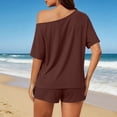 thumbnail image 5 of Bovxnpu Women 2 Piece Loungewear Set Beach Vacation Sweatsuit Tracksuit Set Summer Relaxed Off Shoulder Beach Holiday Wear Set Summer Outfits, 5 of 9
