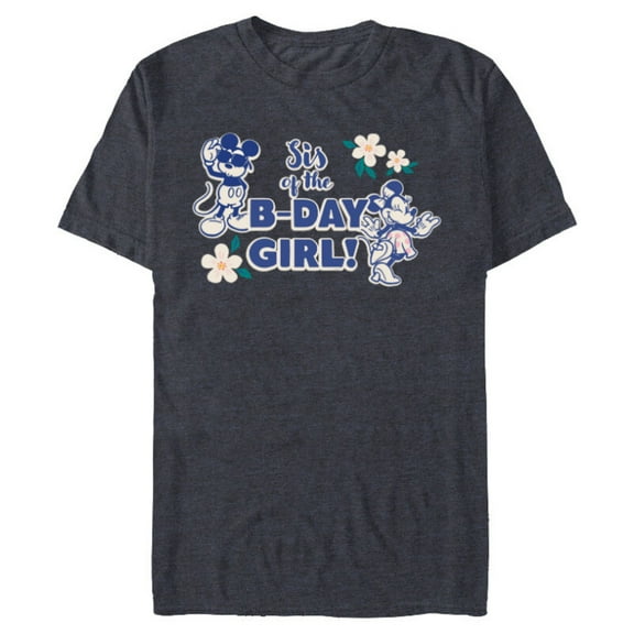 Disney Mickey & Minnie Mouse Birthday Sis of the B-Day Girl - Short Sleeve Blended T-Shirt for Adults - Customized-Navy Heather