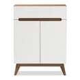 thumbnail image 4 of Baxton Studio Calypso Mid-Century Modern White and Walnut Wood Storage Shoe Cabinet, 4 of 7