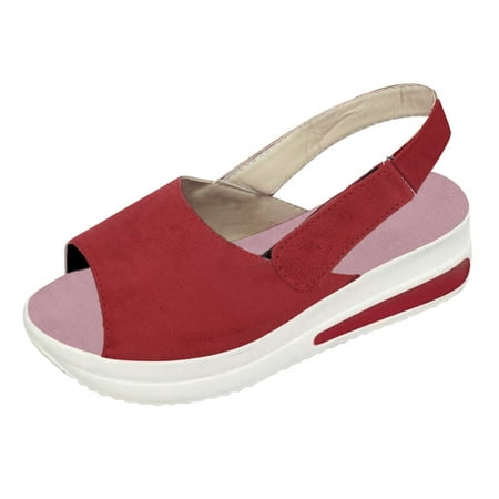 

Casual Shoes for Women Women S Fashion Casual Peep Toe Platforms Wedges Beach Sandals Sport Shoes Women Casual Shoes Flock Red 40