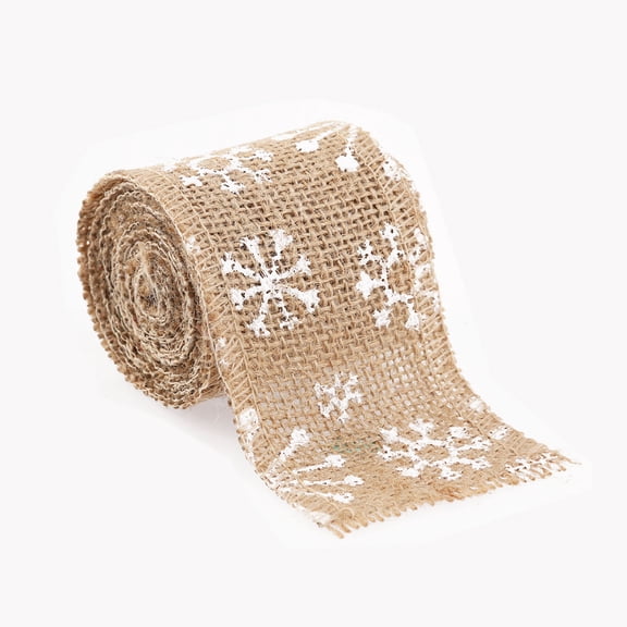 WHAMVOX Burlap Snowflake Craft Ribbon for DIY Home Decoration Christmas Projects 2m 6cm Brown White