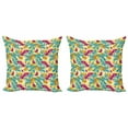 thumbnail image 1 of Colorful Throw Pillow Cushion Cover Pack of 2, Summer Season Abstract Leaf and Butterflies with Flowering Branches Lively Nature, Zippered Double-Side Digital Print, 4 Sizes, Multicolor, by Ambesonne, 1 of 2