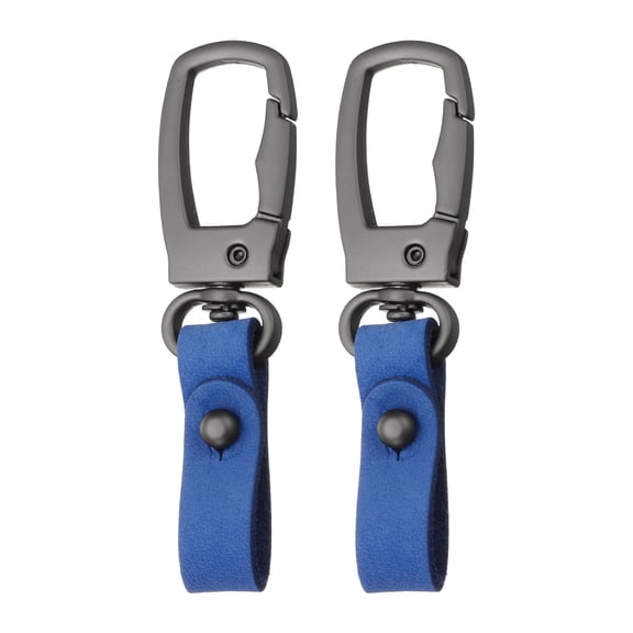 Uxcell 2pcs Car Keychain Clip, Leather Key Ring Key Holder Organizer for Men Women, Blue