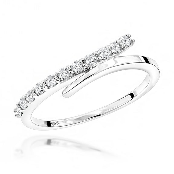 Ladies 18K Womens Designer Natural 0.3 Ctw Diamond Wedding Band For Her (White Gold Size 5.5)