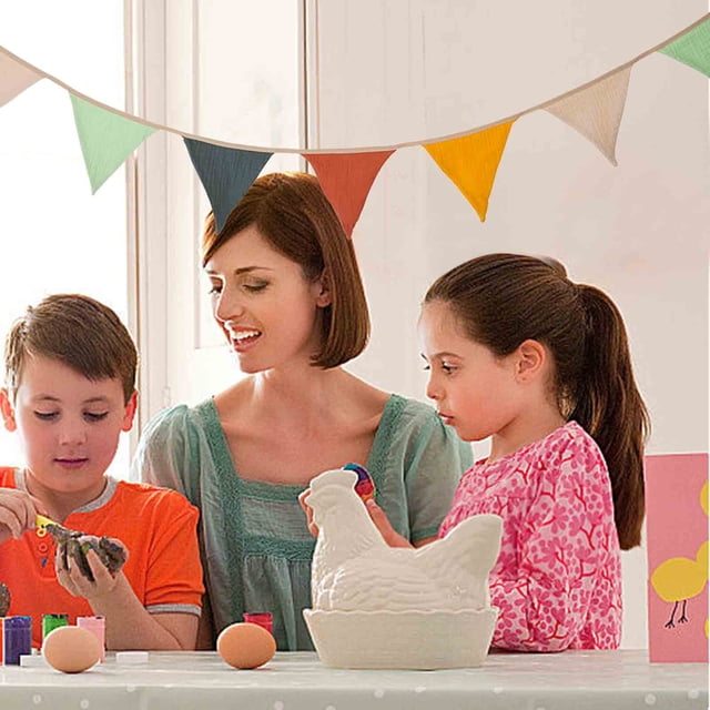 Oefntac Hanging Flag Children's Double Layered Cotton Solid Color Flag Birthday Party String Flag Kindergarten Home Camping Decoration Hanging Flag.6m