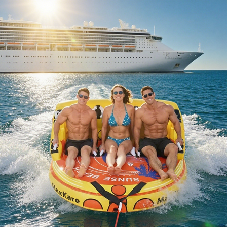 MaxKare Towable Tube with Large Backrest for Boating, 600 Lbs Capacity, Waterskiing Towables, 1- 3 Riders, Yellow