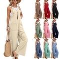 thumbnail image 6 of Women's Casual Loose Wide Leg Jumpsuit Tie Strap Sleeveless Pocket Romper, 6 of 6