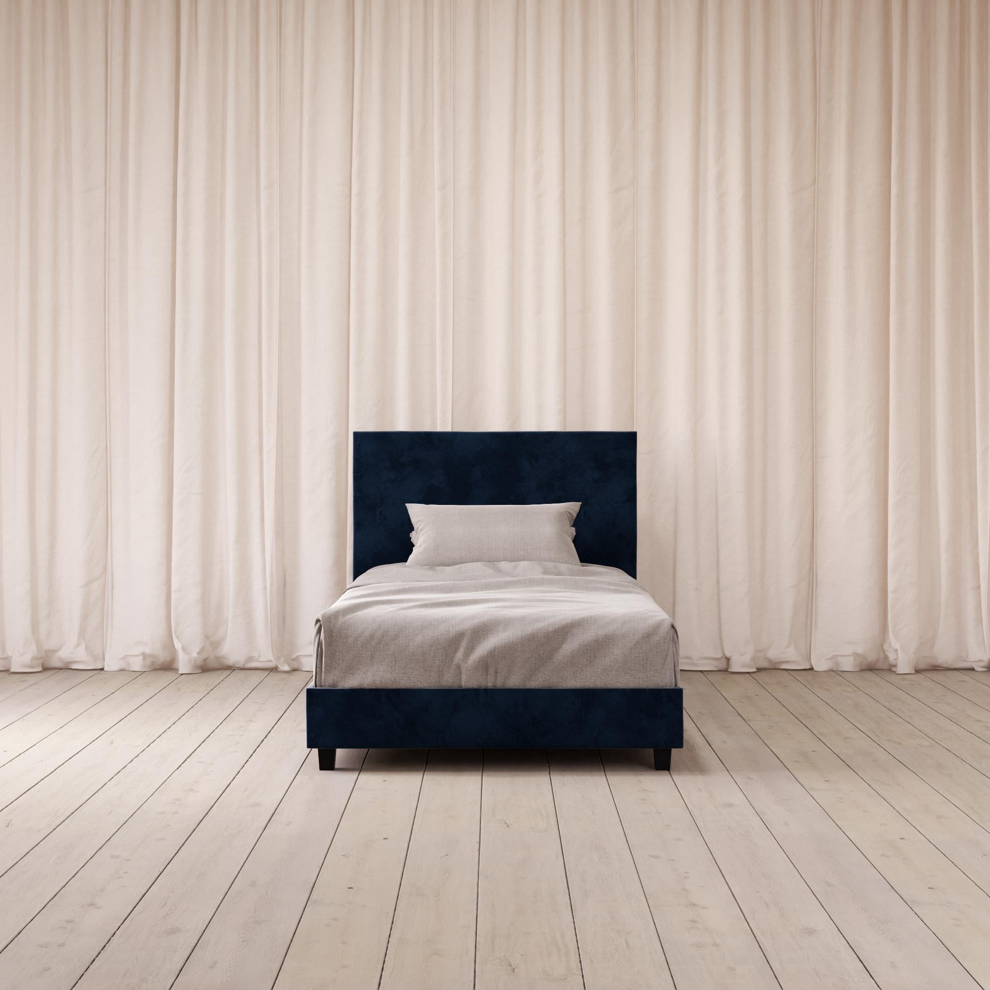 Mainstays Upholstered Bed, Twin Bed Frame, Blue Velvet