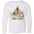 thumbnail image 3 of Inktastic Merry Catmas with Cat Tree and Yellow Star Long Sleeve Youth T-Shirt, 3 of 5