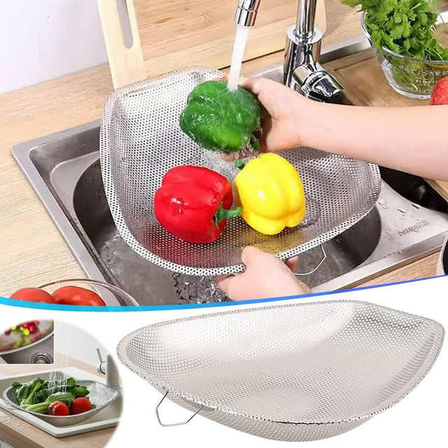 cpengpj Clearance Stainless Steel Dustpan For Draining Vegetables Convenient And The Back Hook Is Easy To Store And Can Be Easily Cleaned With Rinse
