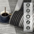 thumbnail image 1 of 5x7 Abstract Area Rug – Washable Low-Pile Modern Rug, Non-Slip, Non-Shedding Soft Carpet, Minimalist Bordered Foldable Design for Living Room, Bedroom, Dining Room – Black + Gray, 1 of 8