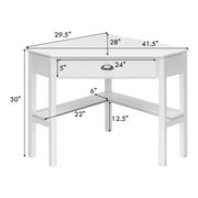 Costway Triangle Computer Desk Corner Office Desk Laptop Table w/ Drawer Shelves Rustic White