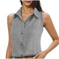 thumbnail image 2 of Zpanxa Womens Summer Tops, Women's Linen-Like Sleeveless Button Down Vest Casual Loose Fit Collared Tank Top Breathable Summer Beach Cover Up, 2 of 8