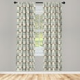 thumbnail image 3 of Ambesonne Owls Curtains, Native Geometric Zigzag, Pair of 28"x63", Tan Turquoise Pale Pink, 3 of 5