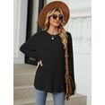 thumbnail image 6 of Deago Long Sleeve Shirts for Women Loose Fit Casual Crew Neck Tunic Tops Fall Fashion Pullover Sweaters Side Split, 6 of 9