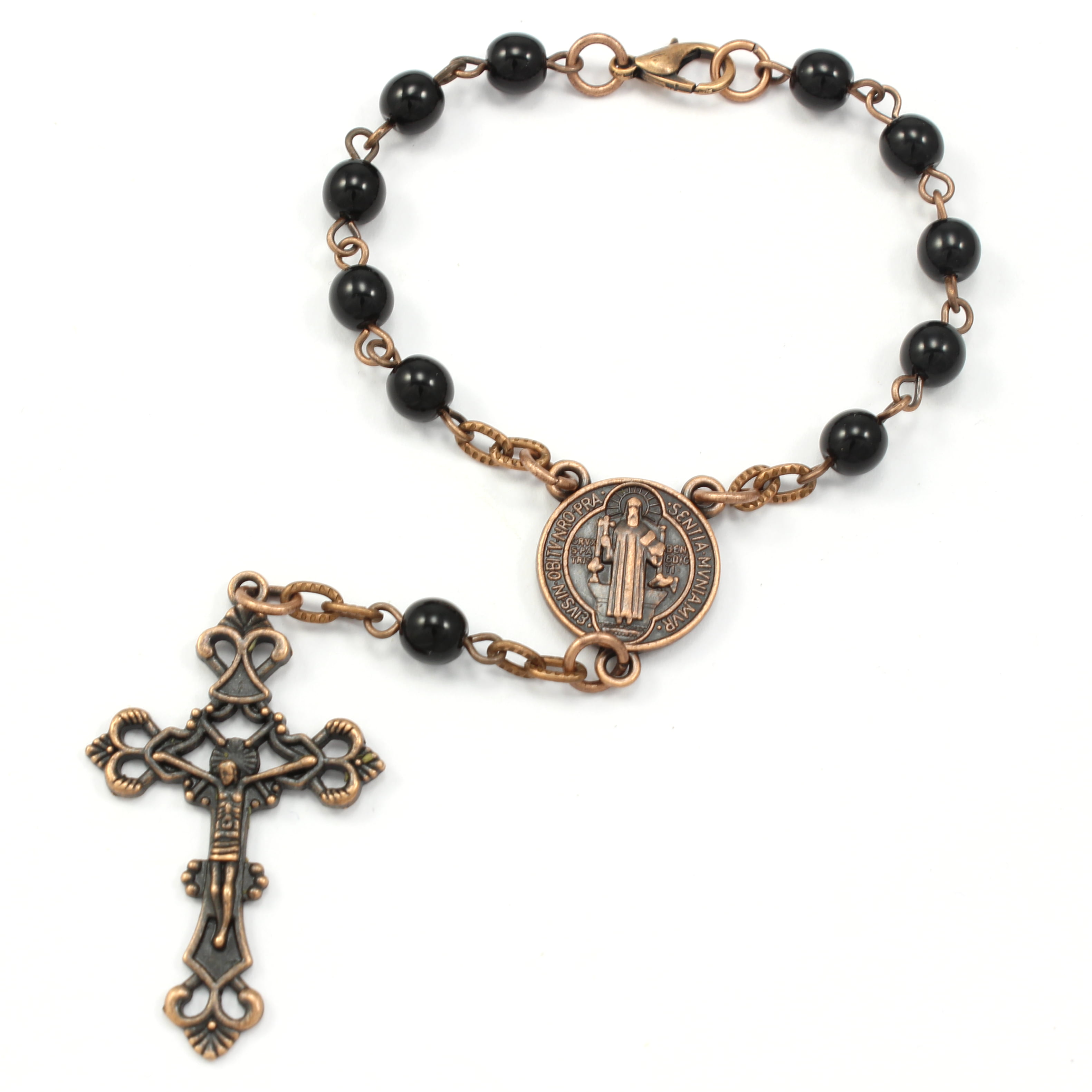 Anglican Prayer Beads of Gemstone Fluorite Ornate Cross
