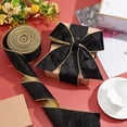thumbnail image 5 of 10 Yards Velvet Wired Ribbon 2.5 Inch Black Gold Soft Velvet Ribbon Wired Black Flat Cotton Ribbons with Gold Backing, 5 of 6