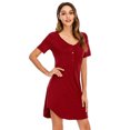 thumbnail image 4 of FEREMO Women Nightshirts Nightgown Dress Short Sleeve Soft Sleeping Shirts Loungewear, 4 of 5