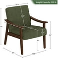 thumbnail image 3 of HYJY Corduroy Accent Chair, Mid-Century Modern Armchair with Solid Wood Legs, Reading Leisure Chair with High Back for Living Room Bedroom Waiting Room Dark Green, 3 of 18