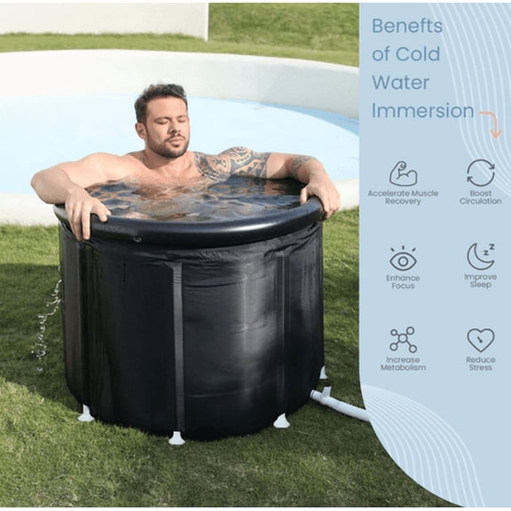 Portable Ice Bath Tub for XXXL- 102 Gallon Foldable Cold Plunge Pool for Outdoor Gym,  Easy Setup