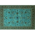 thumbnail image 1 of Ahgly Company Machine Washable Indoor Rectangle Oriental Turquoise Blue Traditional Area Rugs, 2' x 4', 1 of 4