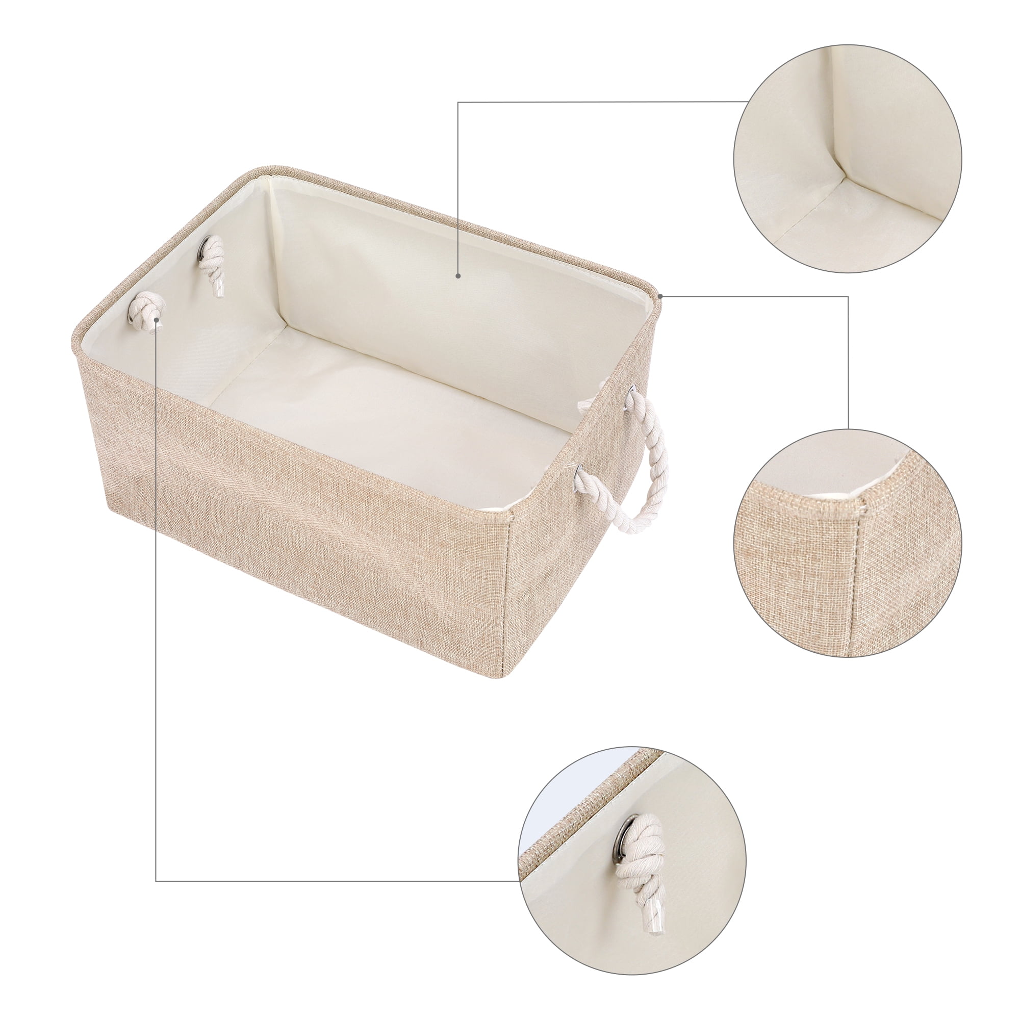 Unique Bargains Storage Bin with Handles for Closet Organizers Beige 16.1"x12.2"x7.9"