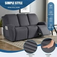 thumbnail image 4 of Recliner Couch Covers 3 Pieces, Stretch Sofa Covers for 3 Seat Reclining Couch, Polyester Fabric Recliner Covers Soft Washable Furniture Protector with Pockets (3 Seat, Charcoal Gray), 4 of 13