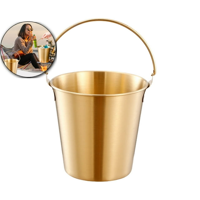 Dvruxg Mini Metal Buckets, Mini Stainless Steel Pails, Stainless Steel Metal Bucket, Small Ice Bucket with Handle, Small Pails Champagne Bucket with Handle for Bar, Party, BBQ