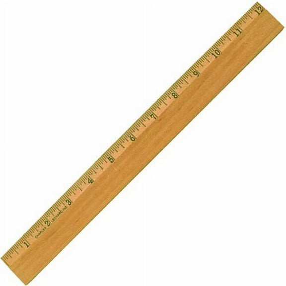 CLI Office Ruler - 12" Length 1.3" Width - Wood, Metal - 1 Each - Brown | Bundle of 10 Each