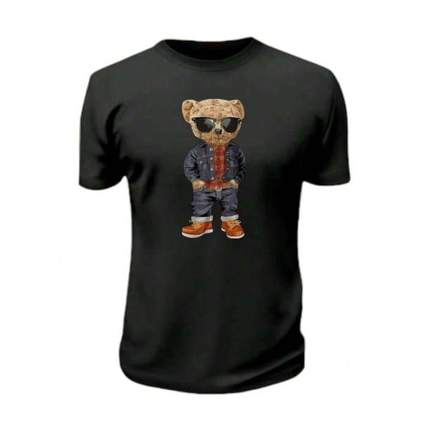 Playera De Oso Fashion Ropa Para Hombre Color Negro Talla Chica Marca Emil SaEs