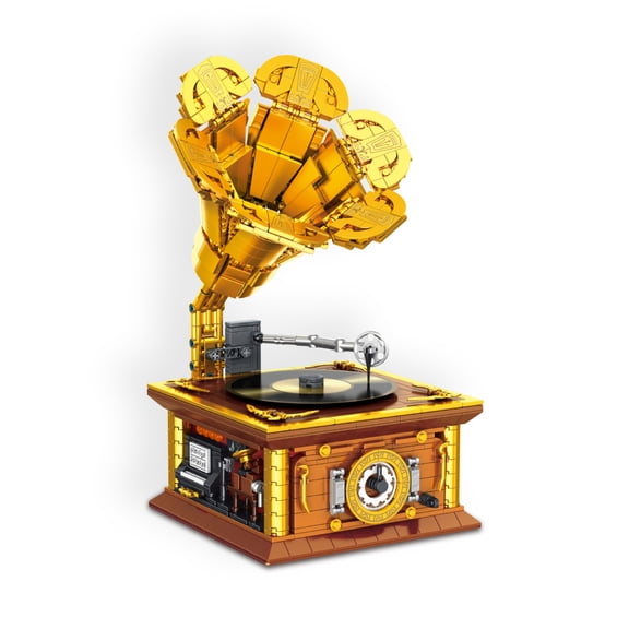Retro Phonograph Decor – Electroplated Miniature Gramophone Model, Vintage Music Room Ornament, Unique Gift for Collectors & Home Display