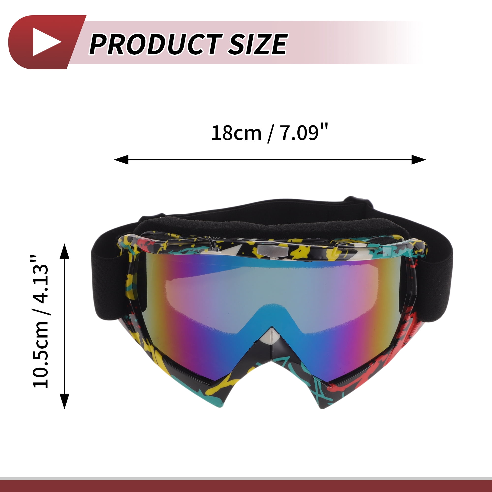 Unique Bargains Motorcycle Riding Goggles PC TPU Cycling Sunglasses Blue Yellow Lens White Colorful Frame