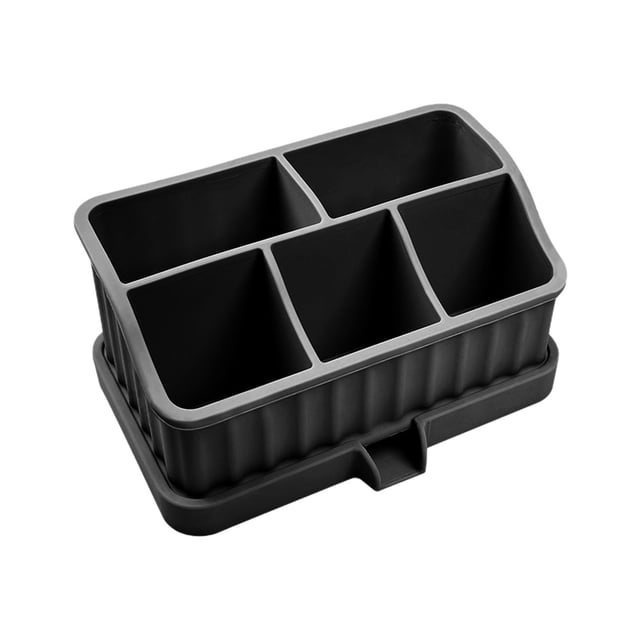 Silicone Bathroom Storage Rack with 6 Compartments and Detachable Drain Tray for Toothbrushes Toothpaste Cosmetics