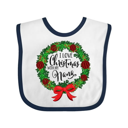 

Inktastic I Love Christmas with My Nana Wreath Gift Baby Boy or Baby Girl Bib