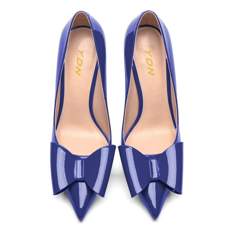 YDN Women Elegant Pointed Closed Toe Large Bowknot Pumps Stiletto