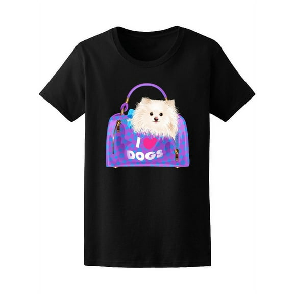 Cute Pomeranian Puppy Funny T-Shirt Women -Image by Shutterstock, Female Medium