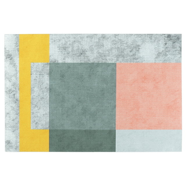 REGALWOVEN Geometric Bath Mat, Modern Abstract Retro Bathroom Rug Pink 16" x 24"