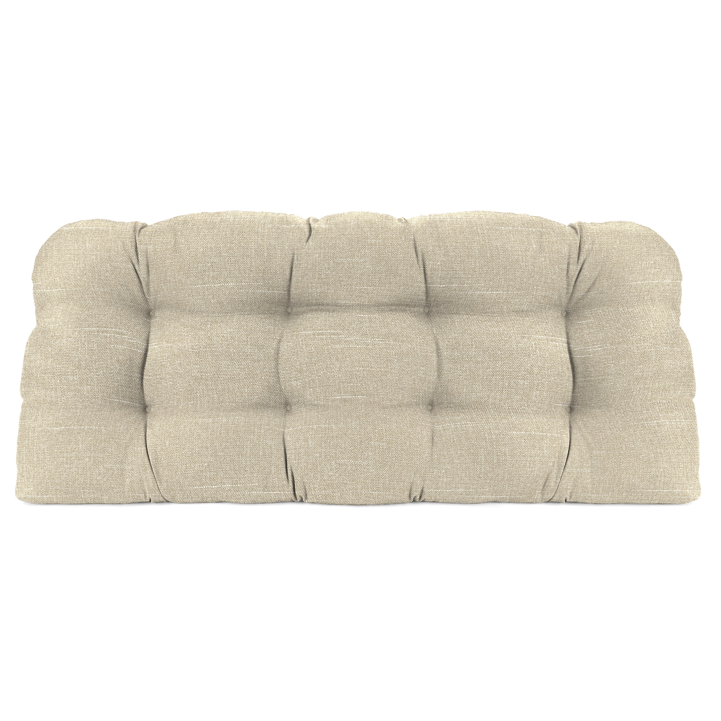 Jordan Manufacturing 44" x 18" Tory Bisque Tan Solid Rectangular Tufted Outdoor Wicker Settee Bench Cushion with Rounded Back Corners