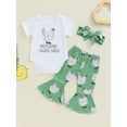 thumbnail image 3 of Musuos Baby Girls Summer Outfit 3M 6M 12M 18M White Short Sleeve Romper Tops Chicken Print Flared Pants Headband 3PCS Sets, 3 of 10