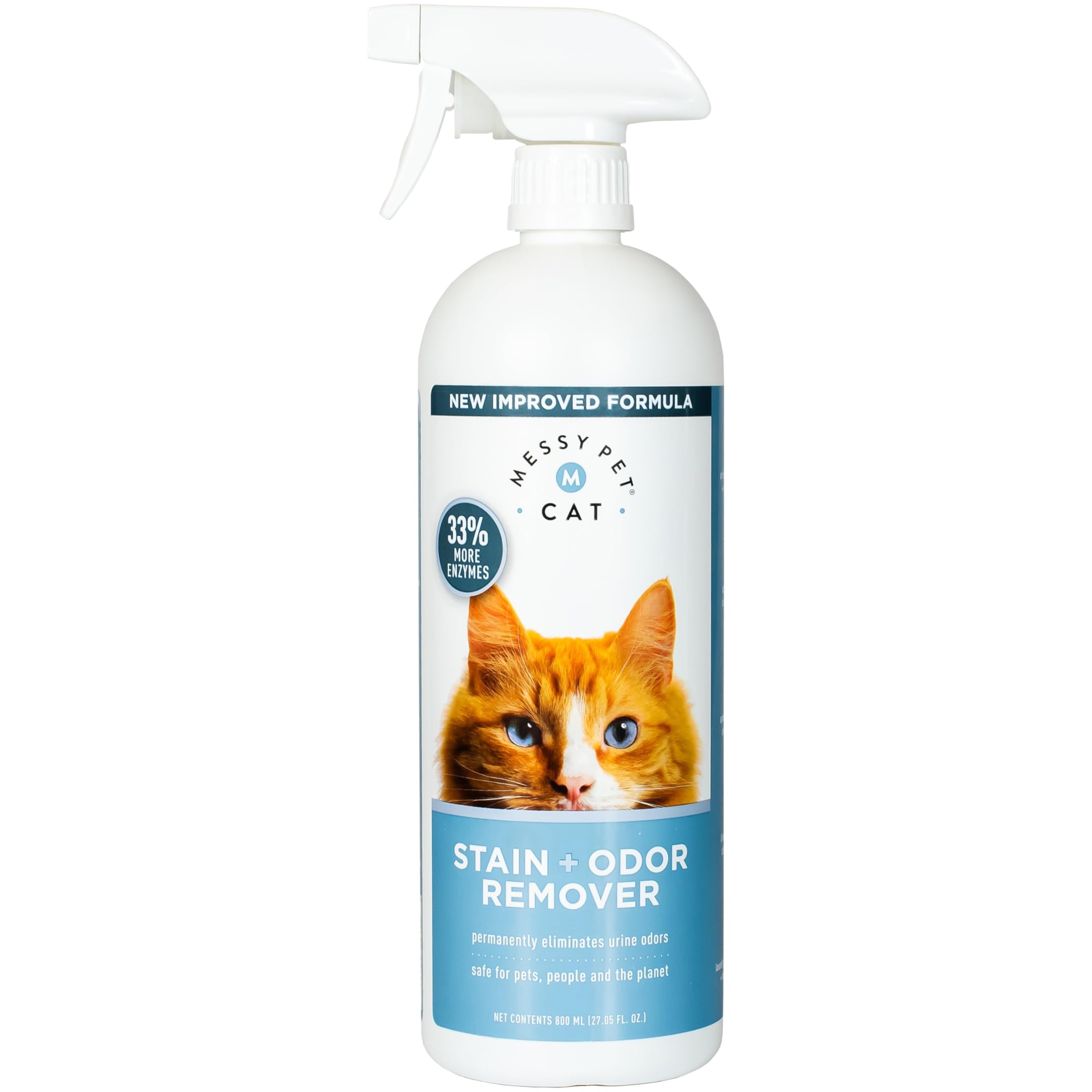 (4 pack) Messy Pet Cat Stain + Odor Remover Cleans Urine Smells from Carpet, Couch, Mattress - 27 oz