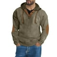 thumbnail image 4 of Comfy Sweatshirts for Men Loose New Mens Vintage Corduroy Button up Hoodies Fall Long Sleeve Drawstring Pullover Sweatshirt with Elbow Patch Army Green 3XL, 4 of 7