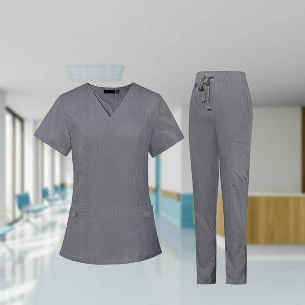 Conjunto Exfoliante de Enfermería Perfecl Ropa de Trabajo para Enfermera Gris L