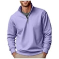 thumbnail image 2 of Conairie Sweatshirts For Men Quarter Zip Solid Casual Fashion Loose Fit Crew Neck Shirts Comfoty Soft Long Sleeve Pullover Tops Spring Fall Outfits Clothes Orange XXXL Purple XXL, 2 of 5